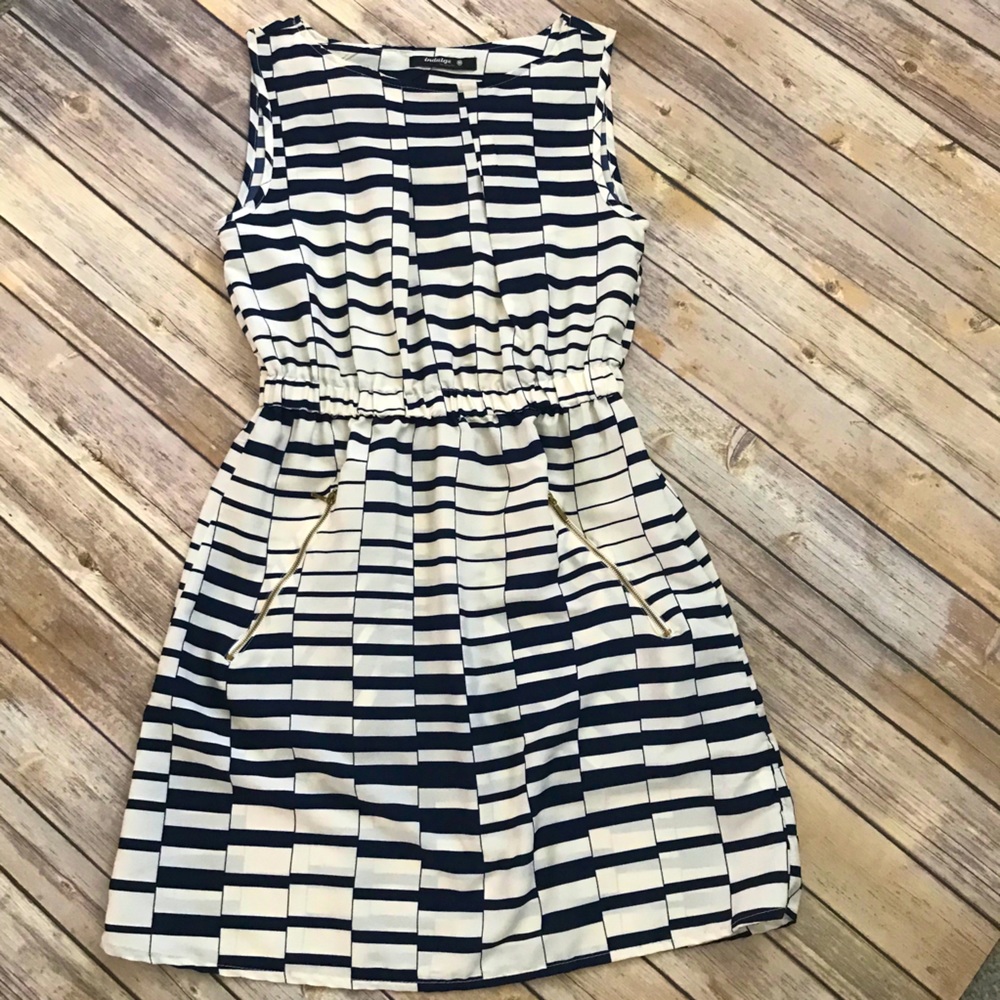 Blue and Cream Patterned Midi